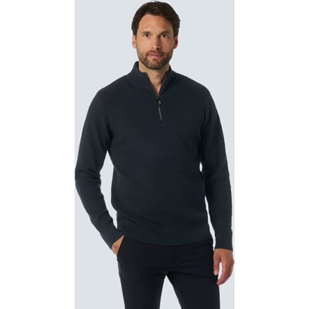 No Excess Pullover Half Zipper 2 Coloured Melange Night Größe: XXL | Turtlenecks Outlet | Herren | Schwarz