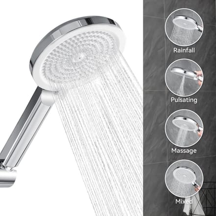DERW MAX Douchekop - Handdouche 4 standen - Handdouche met Hoge Druk - Chroom - Ø12.7 cm