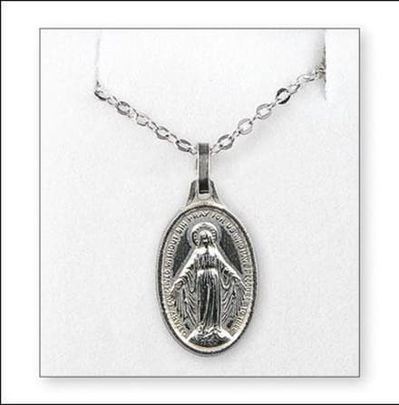 Zilveren hanger Maria wonderdadige met ketting (68902)