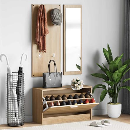 vidaXL - 3-in-1 - schoenenkastset - Sonoma - eiken - bewerkt - hout