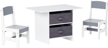 YALGOO - Kindertafel met stoelen - Grijs/Wit - MDF