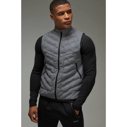 Man Active Reflective Quilted Regular Fit Gilet | Grey | Size Medium