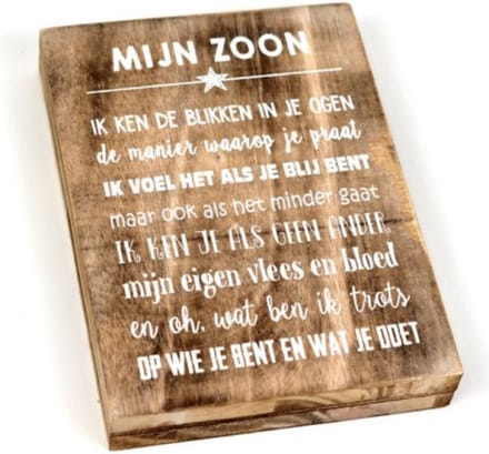 tekstbord naturel: Mijn Zoon