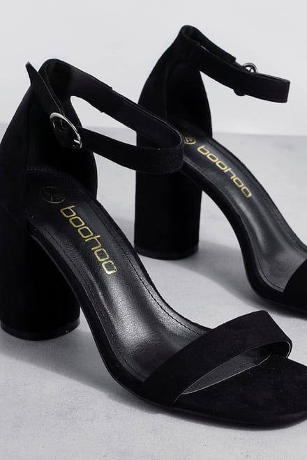 boohoo Dames Rounded Heel 2-delige Barely There Hakken | Zwart | Maat: 40