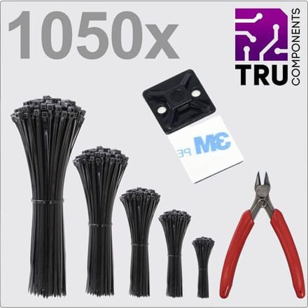TRU COMPONENTS TC-13377620 T24CA116 Kabelbinder Zwart UV-gestabiliseerd 1050 stuk(s)