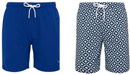 Set van 2 zwembroek La V blockjespatroon/ Blauw 116-122