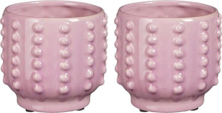 Mica Decorations Bloempot Boaz - 2x - gebobbeld - roze - 11 x 13 cm - plantenpot