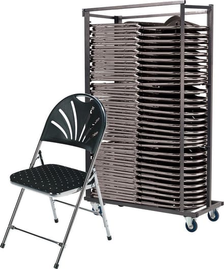28 x klapstoel Phoenix Deluxe (chroom, met motief) - in transportkar - bulkprijs - actiepakket