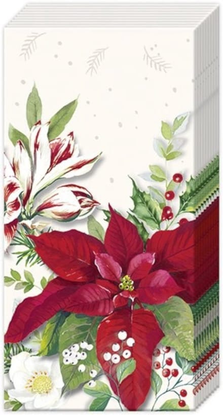 Zakdoeken Christmas florals - IHR - 21x21 cm
