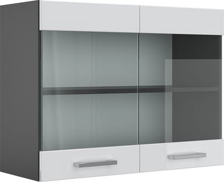 Vicco R-Line Glazen keukenkast – 80 cm Wit Hoogglans