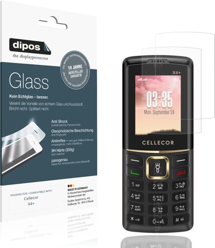 dipos – 2x Pantserfolie geschikt voor Cellecor X4+ | 9H Screenprotector