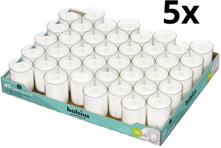 200 stuks Bolsius ReLight kaars in transparante houder 55/42 (16 uur)