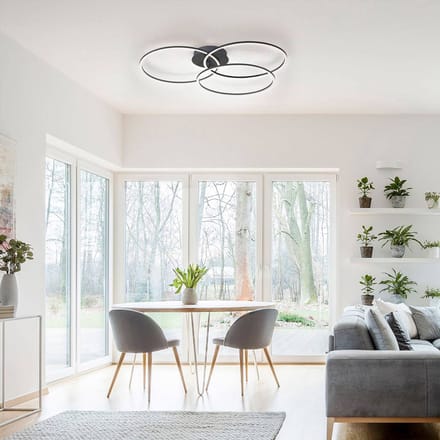 JUST LIGHT. GmbH LED plafondlamp Ivanka, drie ringen, zwart