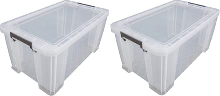 Whitefurze - Opbergbox - 2x - 54 liter - Transparant - 66 x 38 x 31 cm