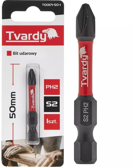 Tvardy Impact bit PH2 - S2 staal - 50mm lengte - Magnetische punt