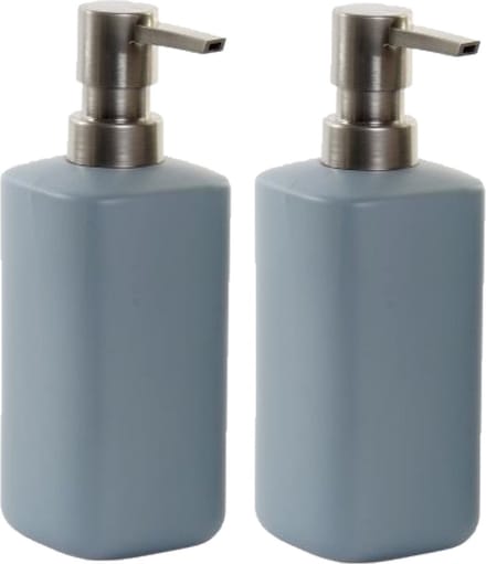 Items Zeeppompje - 2x - 19 cm - polystone - lichtgrijs/zilver - 300 ml - navulbaar - toilet/badkamer