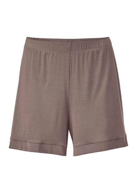 Pyjamashort met satijnen biesjes - bruin - Gr. M van Goldner Fashion