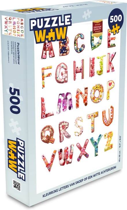 Puzzel Kleurrijke letters van snoep op een witte achtergrond - Legpuzzel - Puzzel 500 stukjes