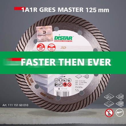 Diamantzaagblad Distar - Keramiek, Porselein gres 1A1R 125 GRES MASTER - Sneller kan het niet!
