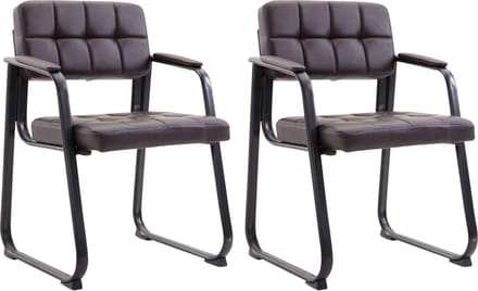 CLP Canada B Set van 2 eetkamerstoelen - met armleuning - Zwart Frame - Kunstleer - bruin