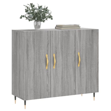 vidaXL - Dressoir - 90x34x80 - cm - bewerkt - hout - grijs - sonoma - eikenkleurig