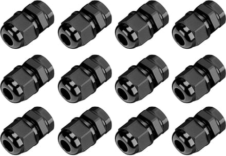 Dailygoods - 12 Stuks IP69 Zwarte Kabelschroefverbindingen met Sluitring