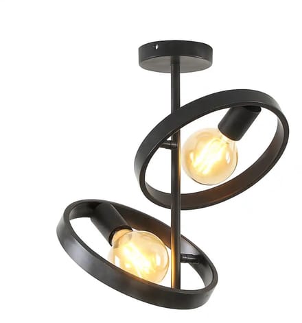 Plafondlamp Hover 2 lichts H 53 cm mat zwart