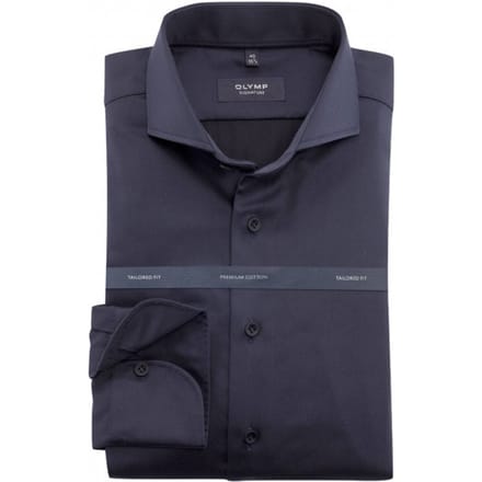 OLYMP Signature Overhemd, Tailored Fit, Signature Cutaway, Blauw