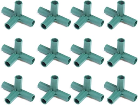 12 Stuks 16mm 4-Weg PVC Fittingen voor Kassen en Tuinconstructies