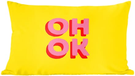 Sierkussens - Kussentjes Woonkamer - 50x30 cm - Oh ok - 3D - Geel - Roze
