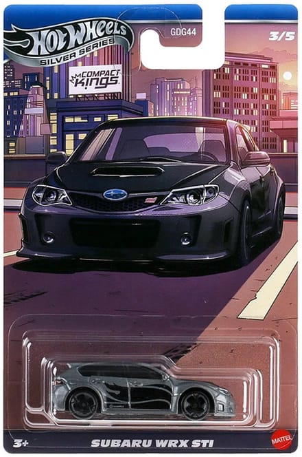 HOT WHEELS SILVER SERIES SUBARU WRX STI MATT RACING GREY 1:64 COMPACT KINGS 3/5 LONG CARD