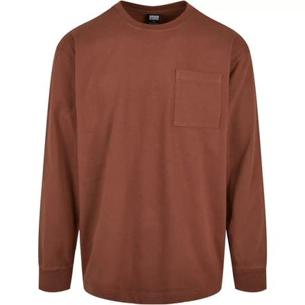 Urban Classics - Heavy Oversized Pocket Longsleeve shirt - S - Bruin