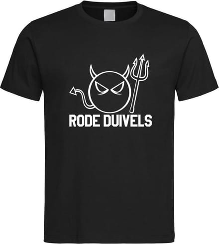 Belgie WK Voetbal T-Shirt Zwart “ Rode Duivels “ Print Wit  Maat L