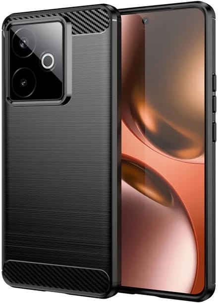 Hoesje geschikt voor Realme GT 7 - Techsuit Carbon Silicone Back Cover - Zwart