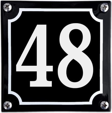 Zwart emaille huisnummer  - 48