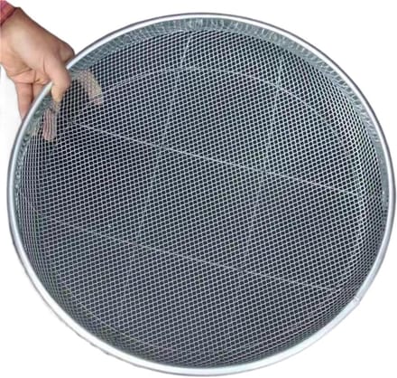 Tuinzeef Ijzer - Aarde Zeef Bodemzeef - Zand En Stenen Sorteren - Verhoogde Rand - Diameter 52 cm - Grijs
