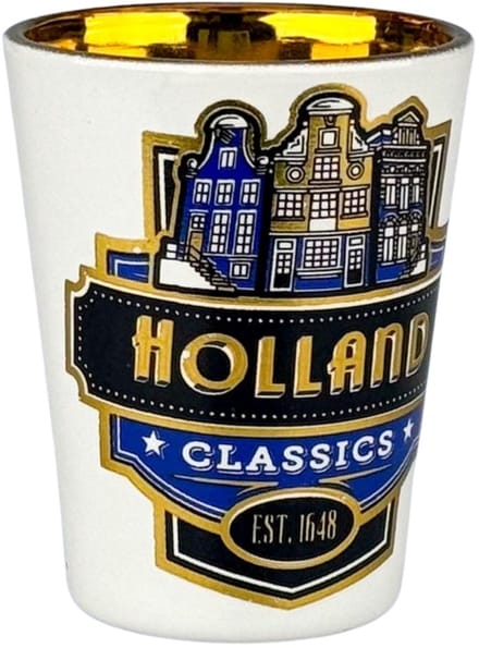 Shotglas - Holland Huisjes Blauw - Goudfolie