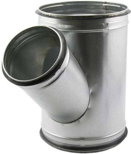 T-stuk Ã˜ 250mm - Ã˜ 200mm voor spirobuis (45Â°)