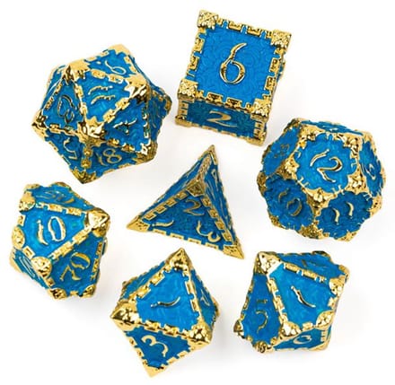 Dobbelstenenset Metaal Blauw Goud