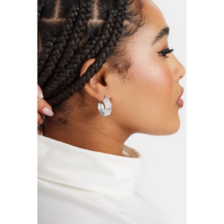 Yours Chunky Oorringen Met Diamantjes In Zilversize One Size