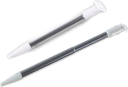 2x Inschuifbare Aluminium Stylus Pen geschikt voor New Nintendo 2DS XL Wit