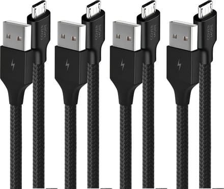 Voordeelbundel Micro usb kabels - 1m - 4 stuks - 5v 2.4a - Oplaadkabel - Stevig - Zwart