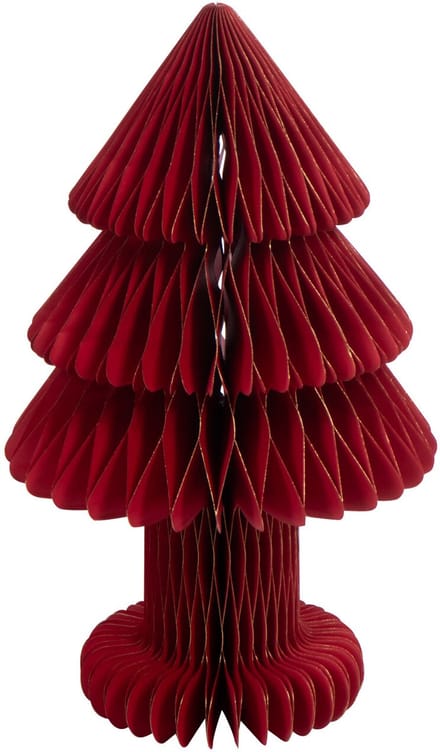 J-Line decoratie Kerstboom Vouwbaar - papier - kerstrood - medium