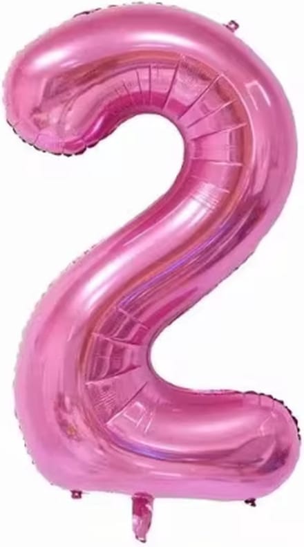 Scoby - Cijferballon - Folie - 70cm - Fuchsia - Cijfer 2