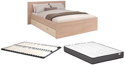 Vente-unique Bedframe hout beige, natuurlijk licht 140 x 190 cm