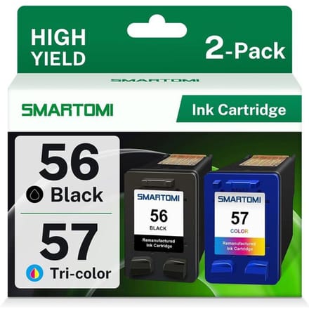 Pack 2 cartouches remanufacturées HP 56/57 - noir 19,5 ml + couleur, 500 pages
