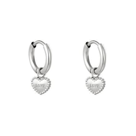 Yehwang Oorhanger Hoop Hart Love Zilver 0288954-118