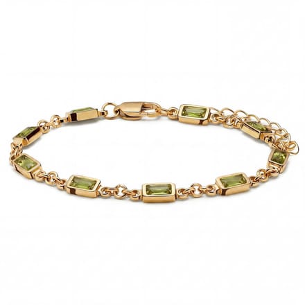 Prism | Vergulde armband met peridotgroene stenen van kristalglas