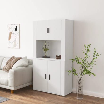 vidaXL - Hoge - kast - bewerkt - hout - wit