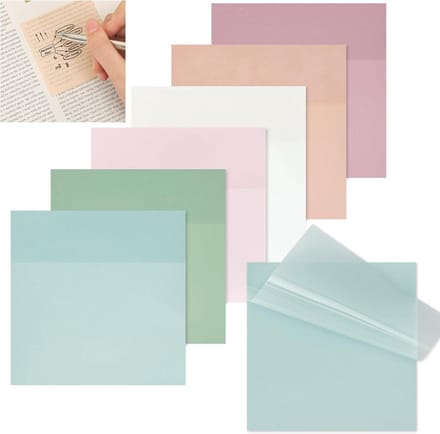 Transparante Zelfklevende Notitieblokjes Pastelkleuren Set van 6 Pads